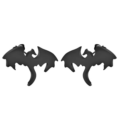 Punk Black Western Dragon Ear Stud | Stainless Steel Stud Earrings
