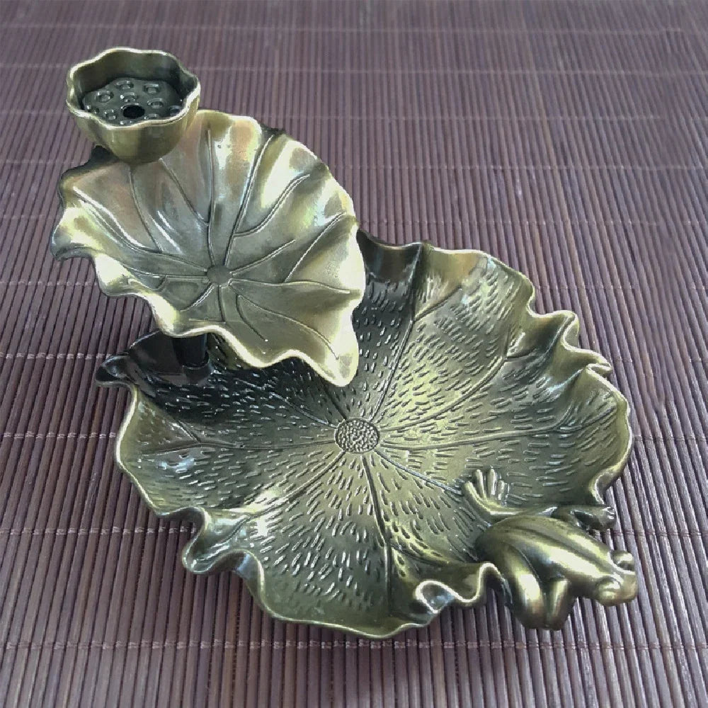 Backflow Incense Waterfall Burner | Metal Frog and Fish Aromatherapy Decor