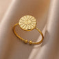 Vintage Ancient Greek Arethusa Goddess Coin Rings For Women Imitation Pearl Zircon Moon Stainless Steel Ring Fashion Jewelry