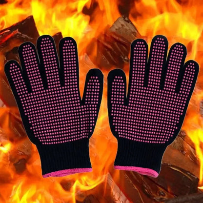 1 Pair Heat Resistant Oven Gloves | Cut Resistant Non Slip Silicone BBQ Gloves for Kitchen and Grill