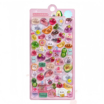 Japanese Anime Food Stamping Seal Fun | 3D Crystal Diamond Sticker Set for Kids