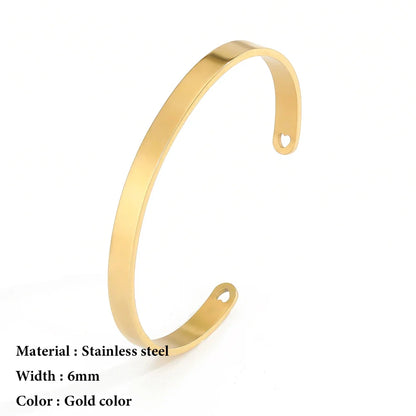 SUNIBI 4mm 6mm Stainless Steel Cuff Gold Color Bracelet Bangle for Women Jewelry Gifts Wholesale Dropshipping