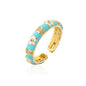 NEWBUY Colorful Enamel Wedding Rings For Women Female Oval Flower Finger Ring Female Party Jewelry Accessories Wholesale
