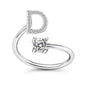 LATS Zircon Initial A-Z Letter Rings for Women Girl Adjustable Opening Ring Name Alphabet Female Wedding Fashion Jewelry Gift