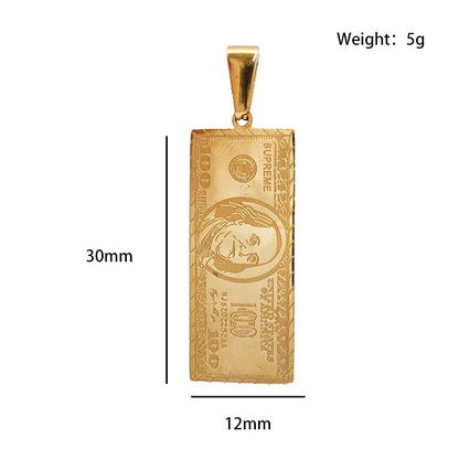 Waterproof 18K Gold Plated Bar Charm Pendant Stainless Steel Us Dollar Custom Pendant
