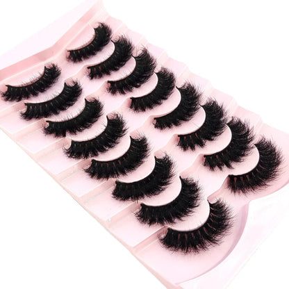 5-8 Pairs Natural Russian Striped Mink Lashes | 3D Volume Wavy False Eyelash Extensions