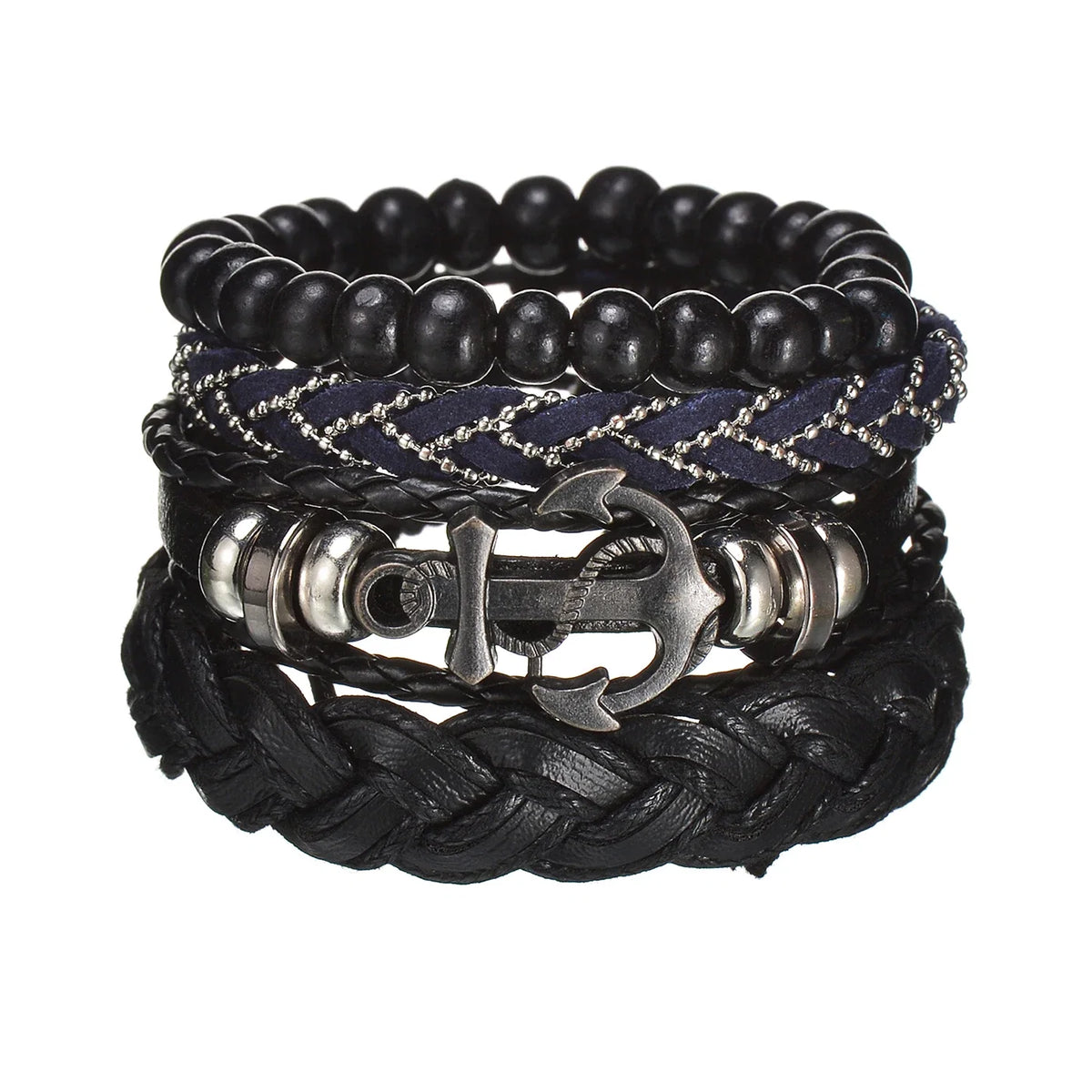 MeMolissa New Fashion Braided Wrap Leather Bracelets for Men High Quality Vintage Charm Wood Beads Ethnic Tribal Wristbands