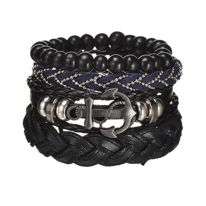 MeMolissa New Fashion Braided Wrap Leather Bracelets for Men High Quality Vintage Charm Wood Beads Ethnic Tribal Wristbands