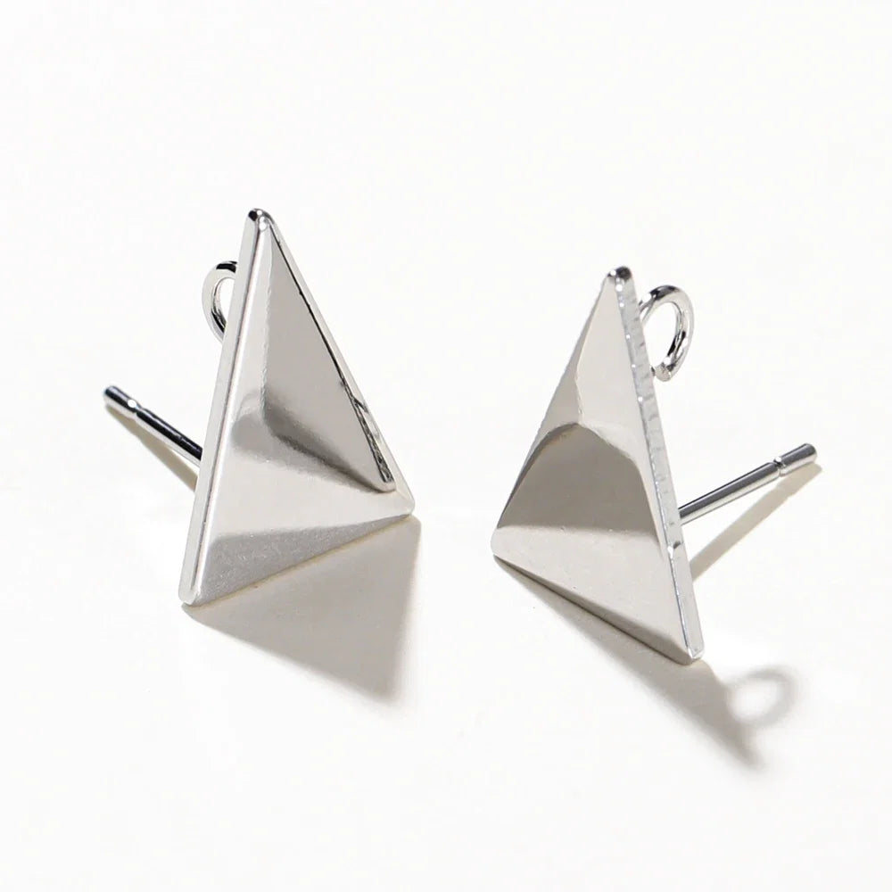 10pcs/lot 10x15MM 18K Gold Plated Brass Triangle Stud Earrings High Quality DIY For Jewelry Making Finding Earrings Accessories