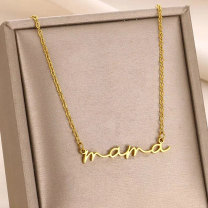 MAMA Pendent Necklaces for Women Gold Color Link Chain Stainless Steel Necklace 2025 Trend Female Choker Jewelry Gift