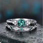 925 Sterling Silver Ring Set with Emerald Zircon Crystals | Women's Wedding Engagement Jewelry