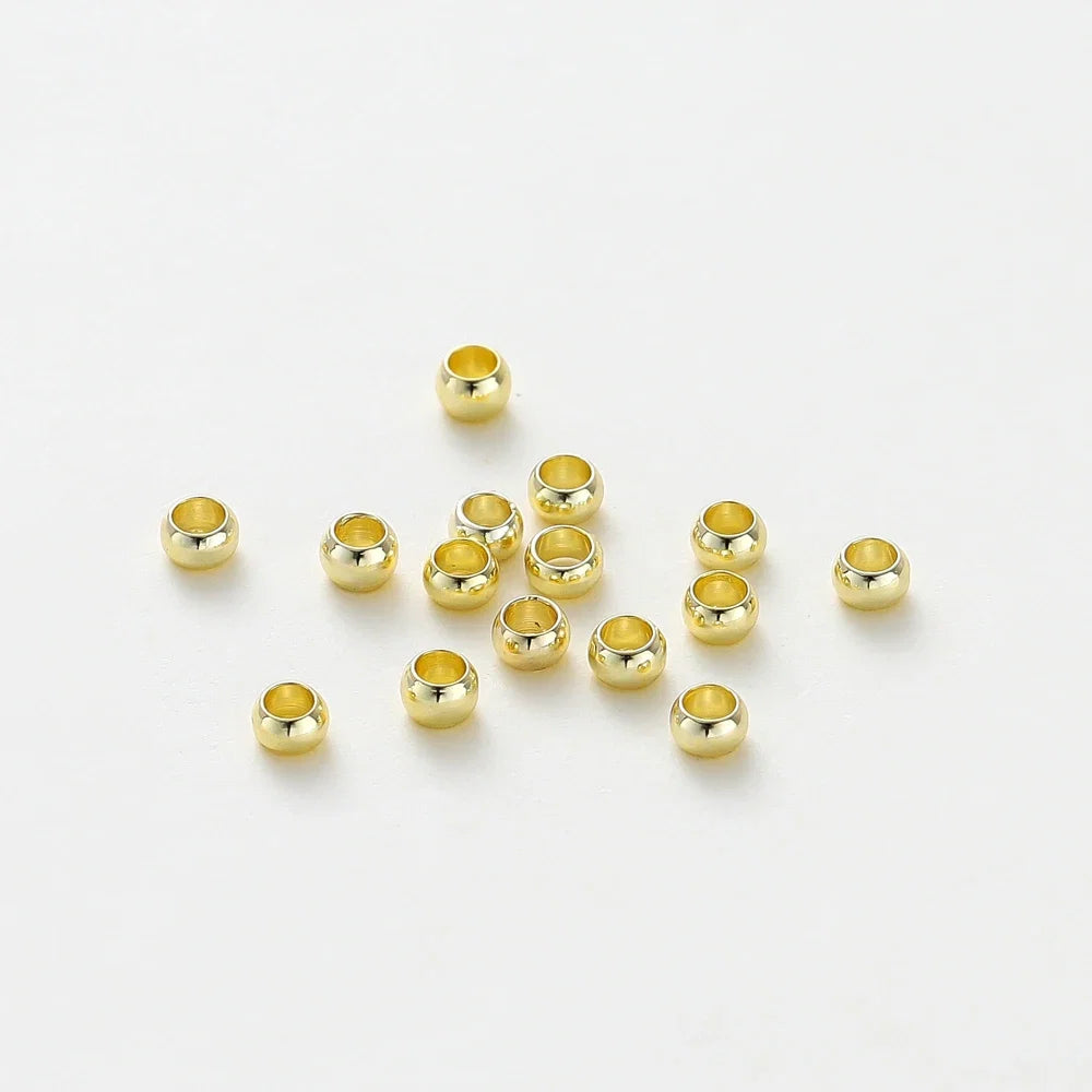 100pcs/lot 1.5/2/2.5mm 14K/18K Gold Color Plated Brass Positioning Beads for DIY Bracelet Necklace Jewelry Making Accessories