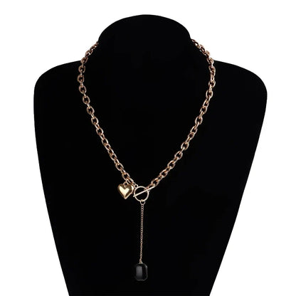 Europe And the United States Metal chain Fringe Heart Pendant Collar OT Buckle Creative Simple Fashion Necklace Ladies