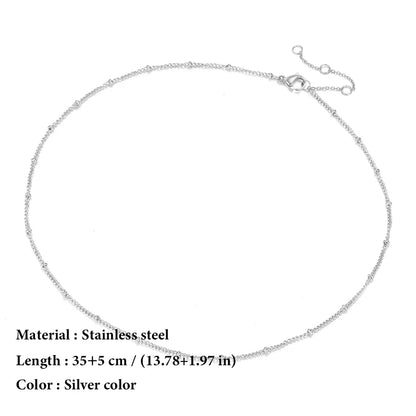 SUNIBI Stainless Steel Chain Necklace for Women Gold Color Thin Choker Bead Chain Necklace Jewelry Wholesale Dropshipping