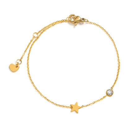 Birthstone Zirconia Thin Chain Link Cross Bracelet Stainless Steel Women's Adjustable Link Stacked Layered Chain Bracelets