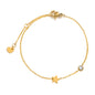 Birthstone Zirconia Thin Chain Link Cross Bracelet Stainless Steel Women's Adjustable Link Stacked Layered Chain Bracelets
