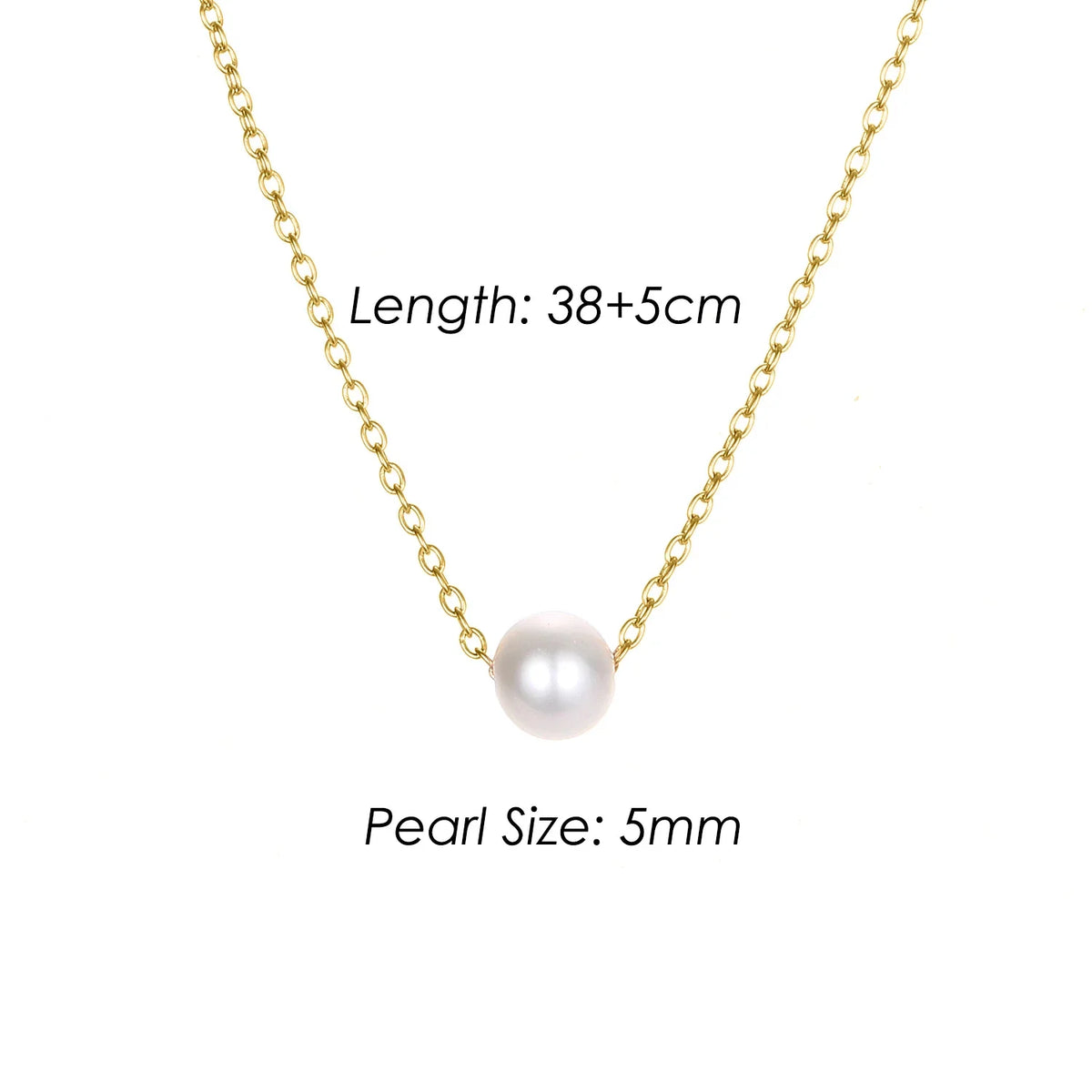 4MM Simulated-pearl Pendant Necklace for Women Dainty Stainless Steel Gold Color Necklace Women