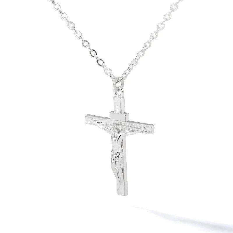 Stainless Steel Cross Necklace For Women Gold Color Chain Cross Pendant Necklaces Retro Religion Jewelry Gift bijoux femme