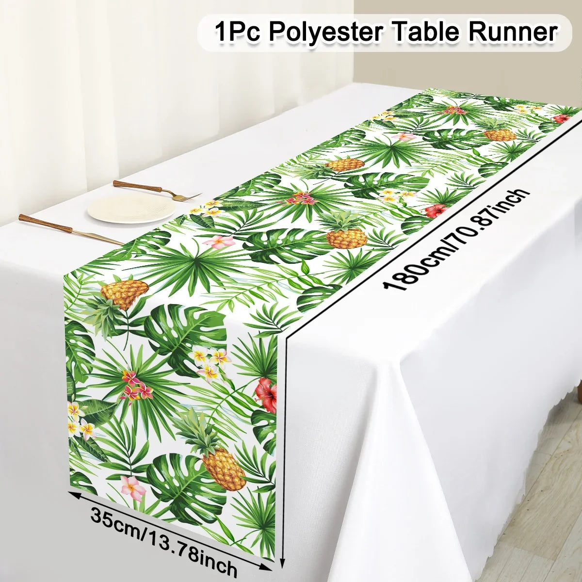 Tropical Hawaiian Party Tablecloth and Candy Bags Set | Flamingo Summer Decor