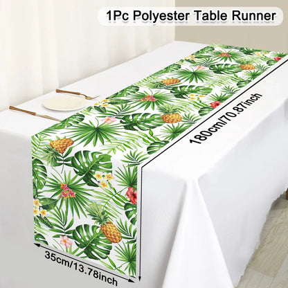 Tropical Hawaiian Party Tablecloth and Candy Bags Set | Flamingo Summer Decor