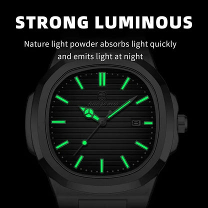 PAAZOMU Business Casual Quartz Wristwatch Men Waterproof Luminous Hands Classic Durable Strap Fashion Watch for Work Daily Life