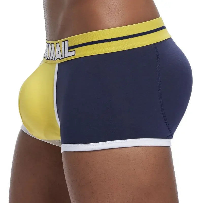 Men Trunks Built-in Fake Butt Hip Lifter Enhancer Shorts Boxer Briefs Padded Underwear Shapewear Underpants Cotton Breathable