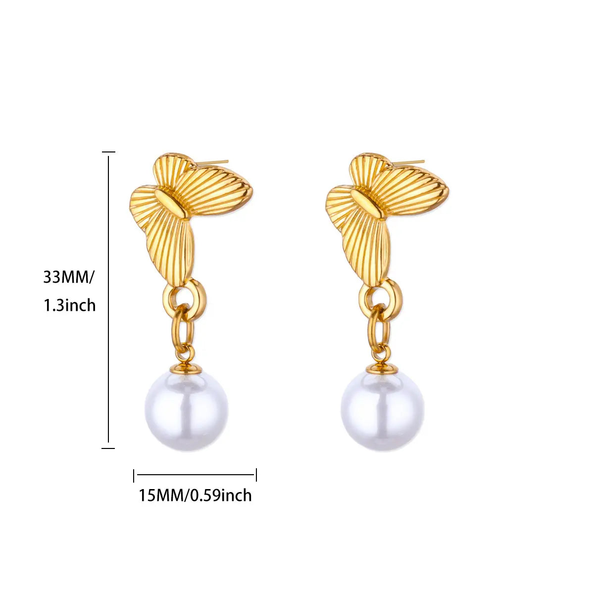 Elegant Imitation Pearl Earrings for Women Stainless Steel Heart Butterfly Shell Drop Earrings Luxury Aesthetic Jewelry Gift