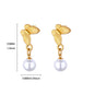 Elegant Imitation Pearl Earrings for Women Stainless Steel Heart Butterfly Shell Drop Earrings Luxury Aesthetic Jewelry Gift