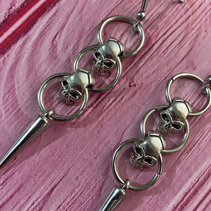 Skull Dangle Earrings | Gothic Punk Drop Earrings for Women and Men