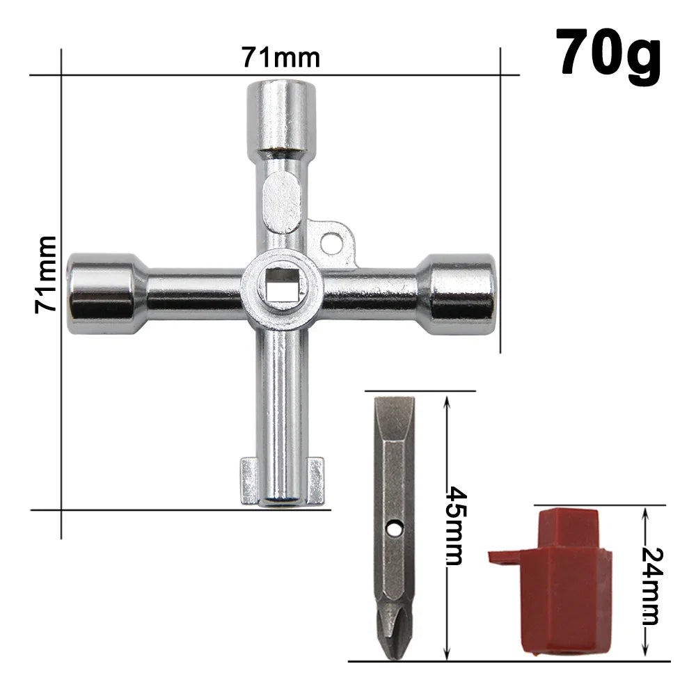 4in1 Silver Key Wrench Set | Electrical Elevator Control Cabinet Screwdriver Tool