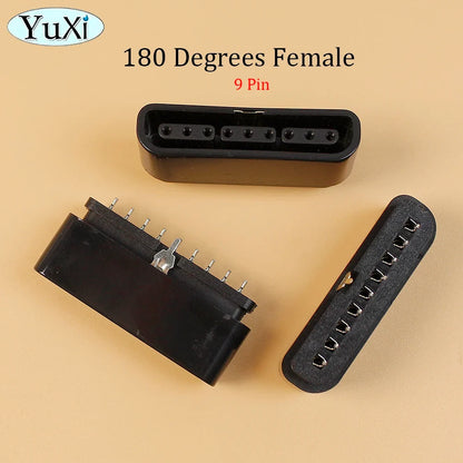 90 180 Degree Interface Female Socket 9 Pin Slot Connector | Replacement Part for PlayStation 2 Console