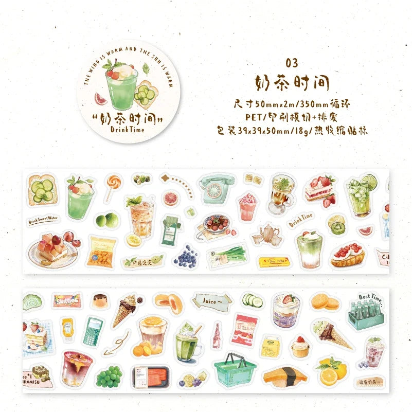 Cute Cartoon Snack Ice Cream Masking Tape | 5x200cm for DIY Scrapbooking