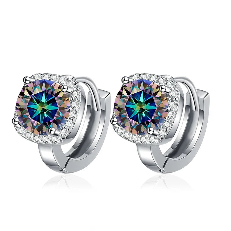 NeeTim 0.5ct 1ct Rainbow Color Moissanite Studs Earrings for Women S925 Silver Black Blue Pink Lab Diamond Wedding Stud Earring