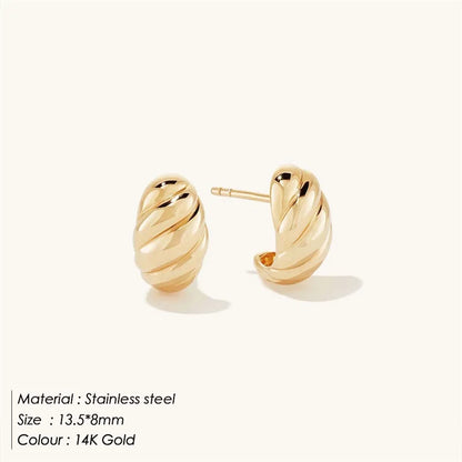 SUNIBI Stainless Steel Stud Earring for Women Gold Color Silver Color Simple Earrings Wives Smooth Thick Hoop Fashion Jewelry