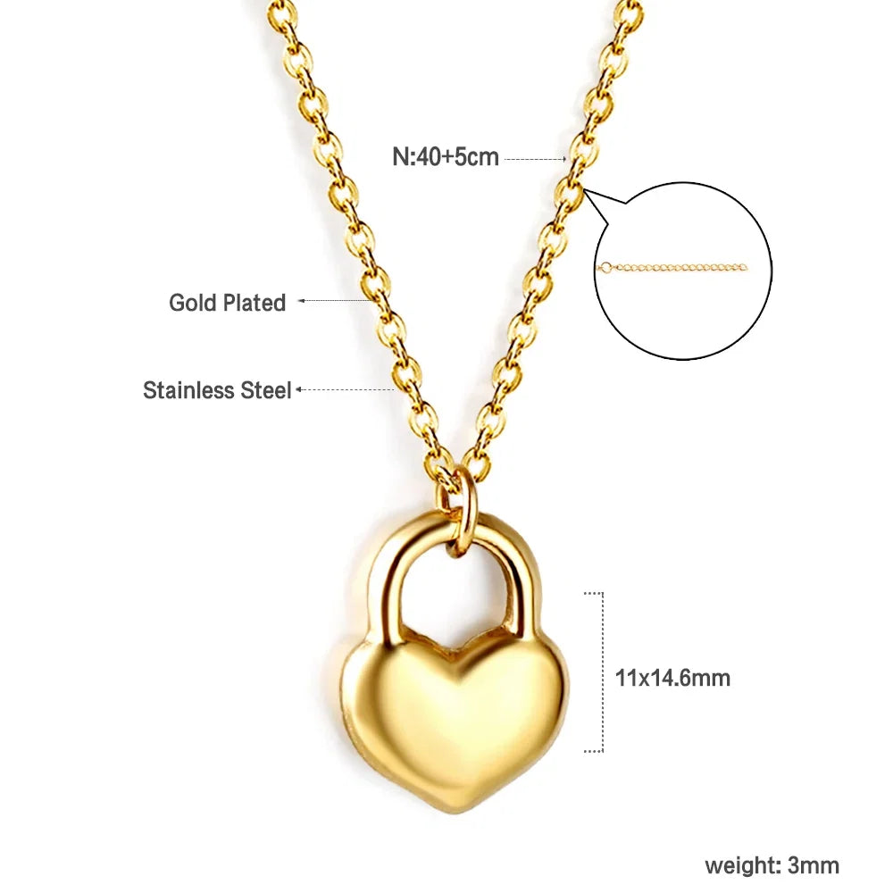 ASONSTEEL Romantic Heart Pendant Necklace | Gold Stainless Steel Choker for Women Gift