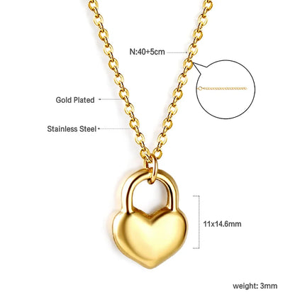 ASONSTEEL Romantic Heart Pendant Necklace | Gold Stainless Steel Choker for Women Gift