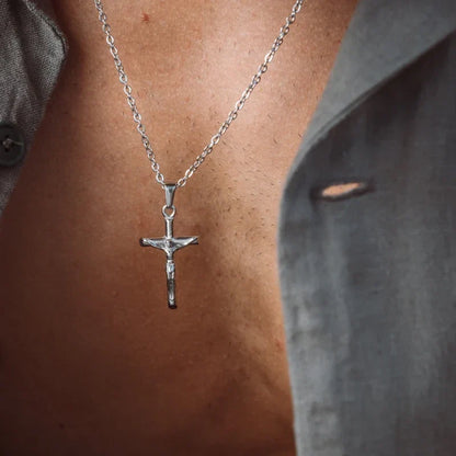 Classic Jesus Cross Necklace 18K Gold Plated Stainless Steel Religious Jewelry Polished & Durable for Men Women Christians