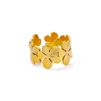Stainless Steel Exaggerated Big Flower Rings For Women Gold Color Sunflower Finger Ring Female Fashion Aesthetic Jewelry Gift