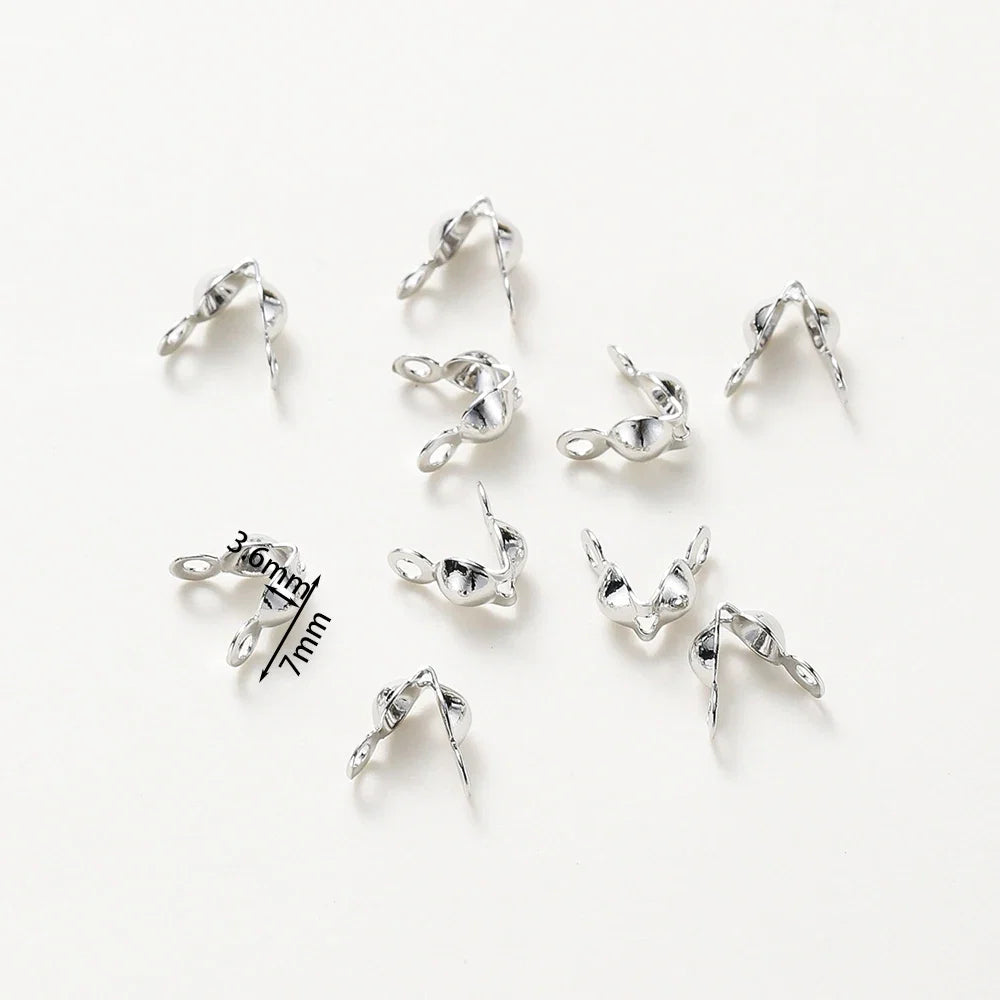 14K 18K Real Gold Plated Double Hole End Clasp Beads Open Cover Crimp Connector Beads For DIY Jewelry Making Necklace Component