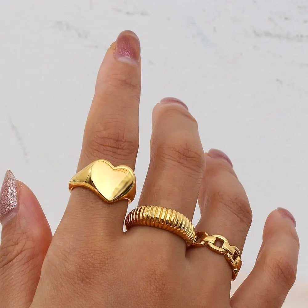 Romantic Stainless Steel Ring for Woman Heart Shaped Birthday Gift Wedding Rings Luxury Quality Jewelry Wholesale Dropshipping