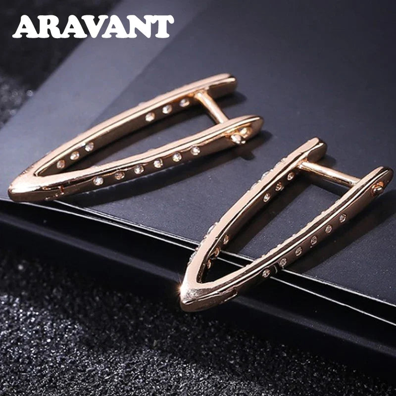 Aravant 925 Silver 18K Gold Cubic Zirconia Hoop Earrings For Women Fashion Jewelry