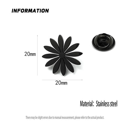 New sunflower men's lapel pin, 316L stainless steel gold-plated badge, black brooch for suit accessories, gift for father
