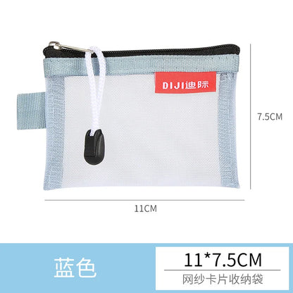 Mini Transparent Mesh Zipper Card Storage Bag | Portable Nylon Coin Purse