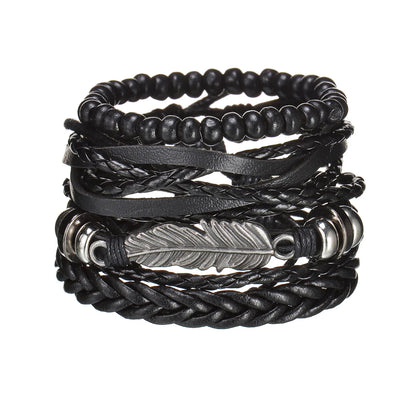 MeMolissa New Fashion Braided Wrap Leather Bracelets for Men High Quality Vintage Charm Wood Beads Ethnic Tribal Wristbands