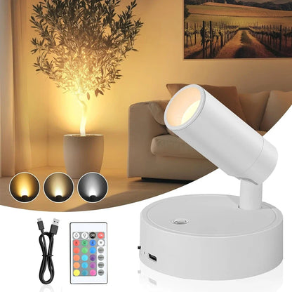 RGB Night Light with Magnetic Base | USB Rechargeable Dimmable LED Wall Lamp