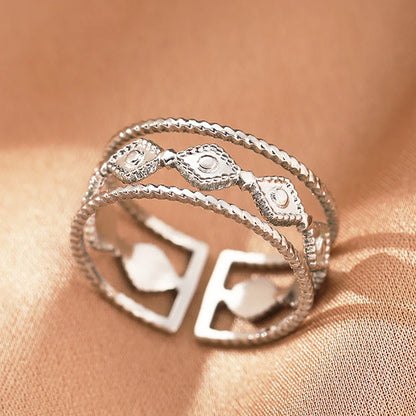Stainless Steel Rings Vintage Exquisite Hollow Adjustable Open Statement Rings Light Luxury Fashion Rings For Women Jewelry New
