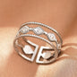 Stainless Steel Rings Vintage Exquisite Hollow Adjustable Open Statement Rings Light Luxury Fashion Rings For Women Jewelry New