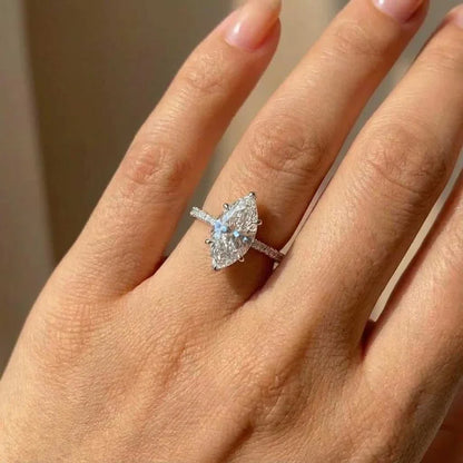 925 Sterling Silver Fashion Classic Marquise Zircon Ring For Women Engagement Wedding Luxury High Quality Fine Jewelry Hot Sales