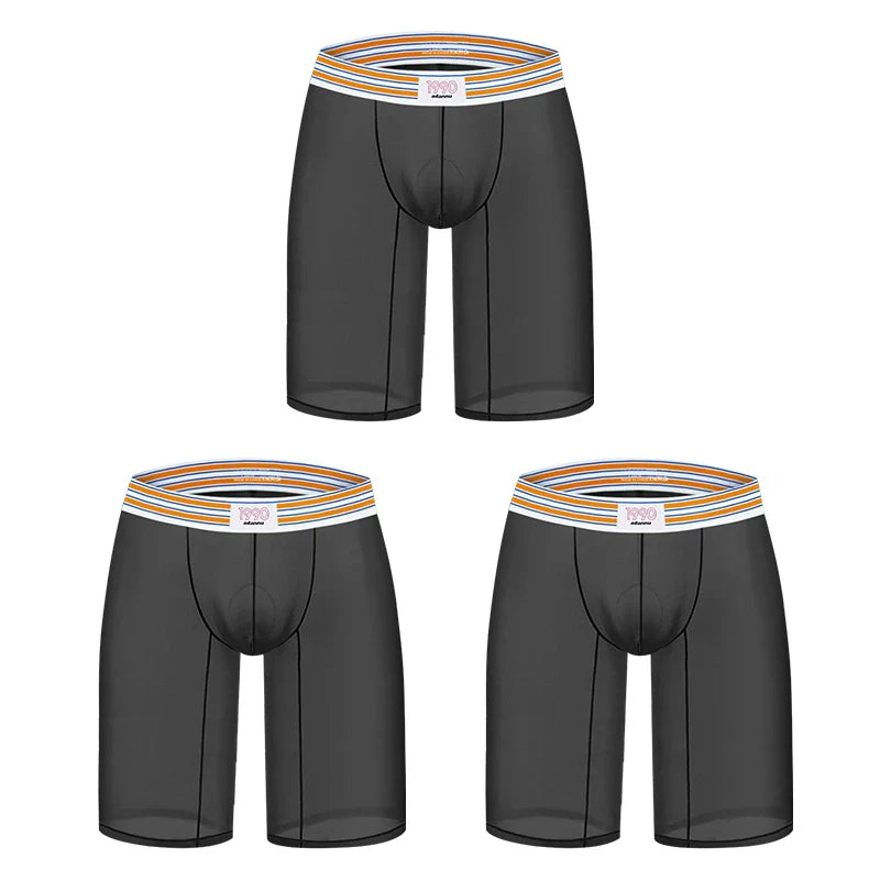 1/2/3PCS Men's Ice Silk Boxers Transparent Boxers 0.01 Ultra-thin Fabric See Through Underpants Seamless Underwear Boxer Shorts