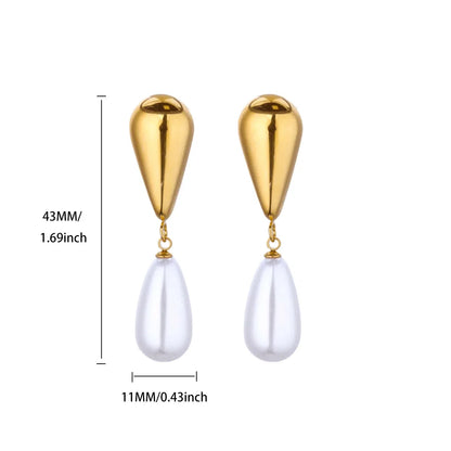 Elegant Imitation Pearl Earrings for Women Stainless Steel Heart Butterfly Shell Drop Earrings Luxury Aesthetic Jewelry Gift